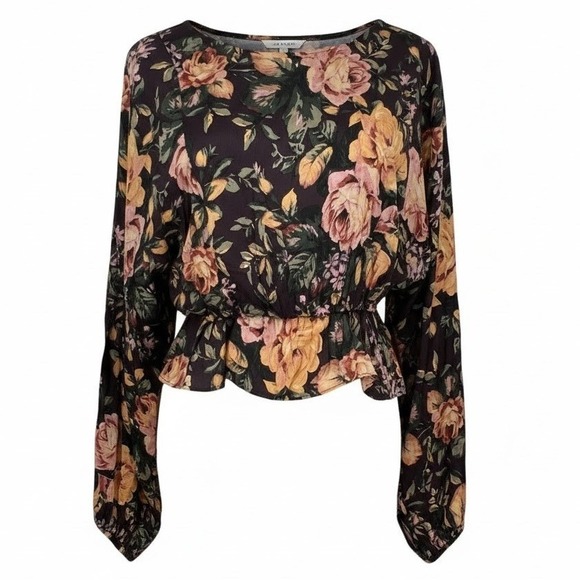 Olivaceous Tops - NEW Olivaceous Peplum Shirt Women's S Small Purple Floral Long Sleeve